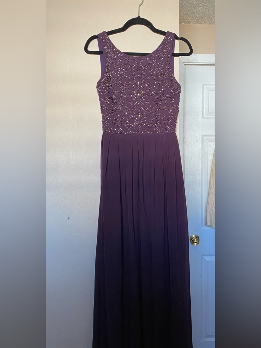 Embellished Plum Evening Dress